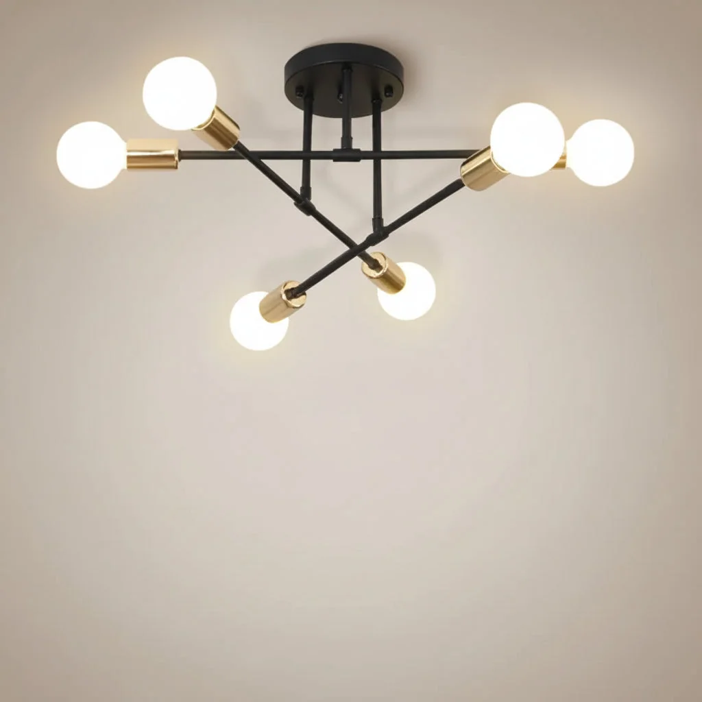 Lustre pendente industrial Verena com 6 bocais Bivolt