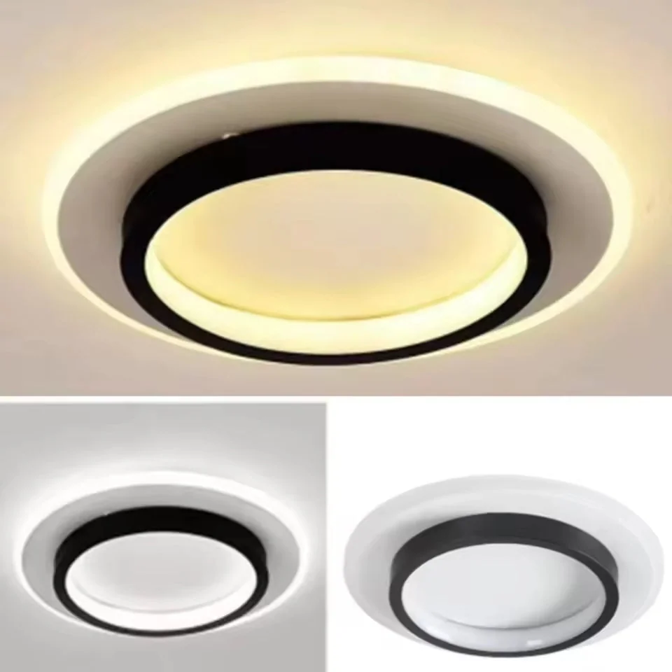 Plafon de Teto LED Sobrepor Redondo 24W Bivolt - Branco e Preto