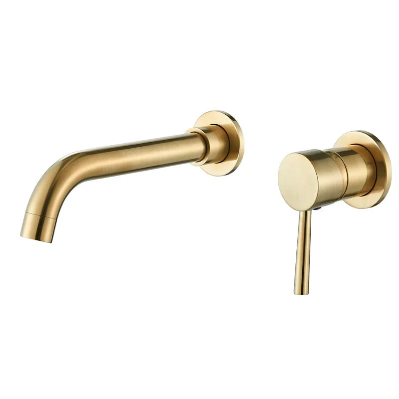Torneira de parede monocomando para banheiro e lavabo em aço inox