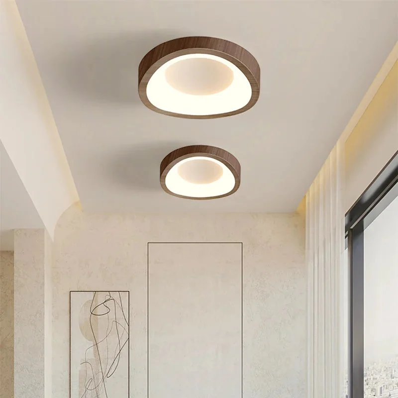 Plafon de Sobrepor LED Estilo Orgânico Cor Madeira para Teto